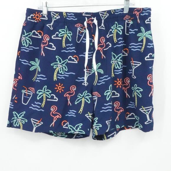 Chubbies Swim Trunks Shorts Mens‎ 2XL Flamingo Palm Tree Neon Print 5.5 Inseam - Picture 1 of 13
